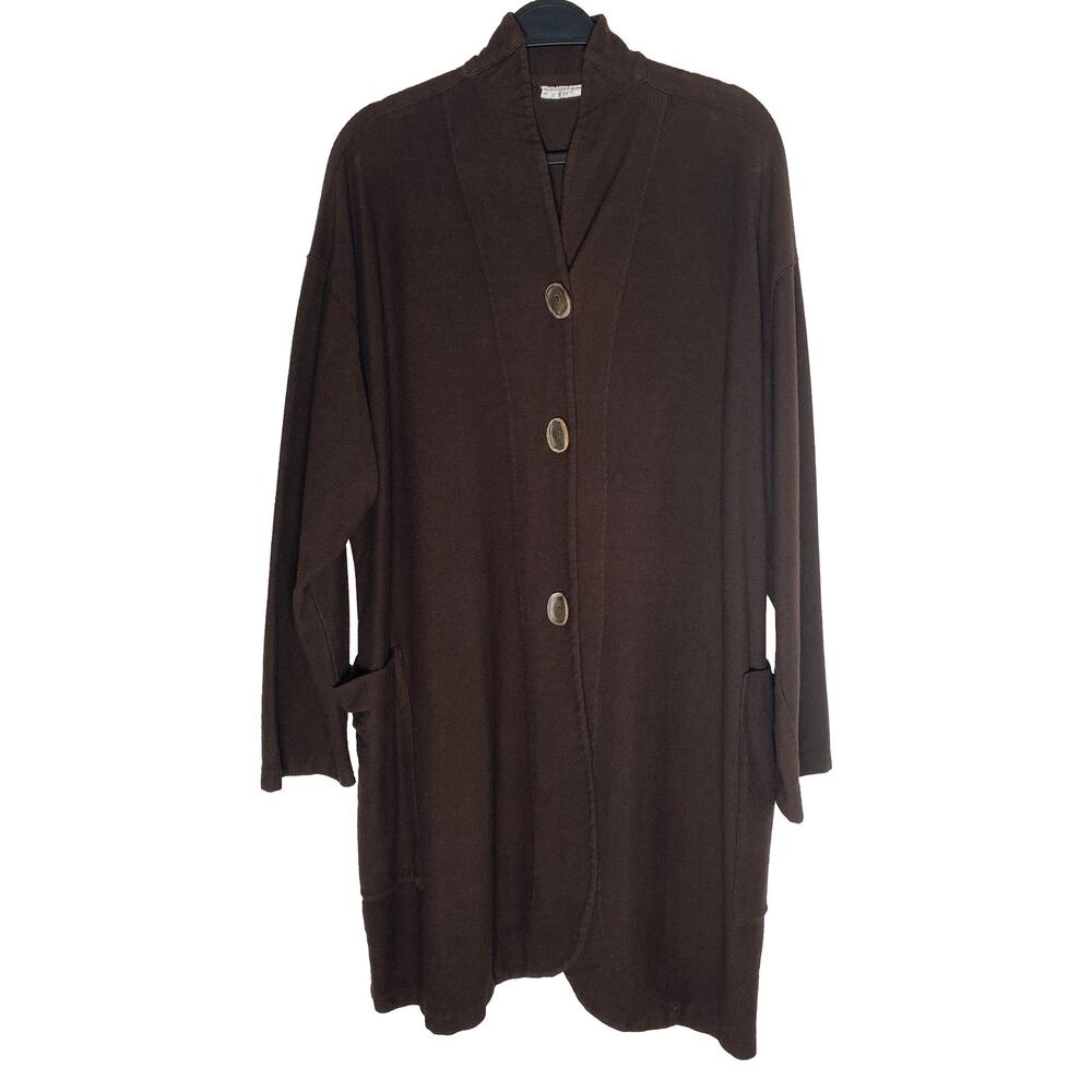 North Star Base Women's Button Front Lightweight Long Sweater Duster Lagenlook